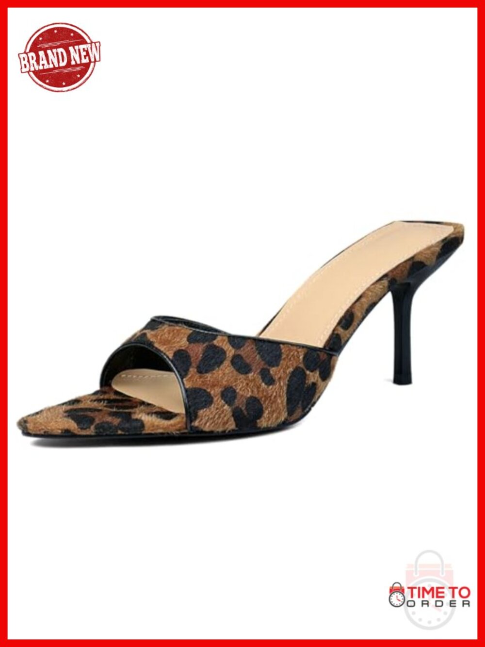 QIV Kitten Heels Pointed Open Toe Mule Heeled Sandals